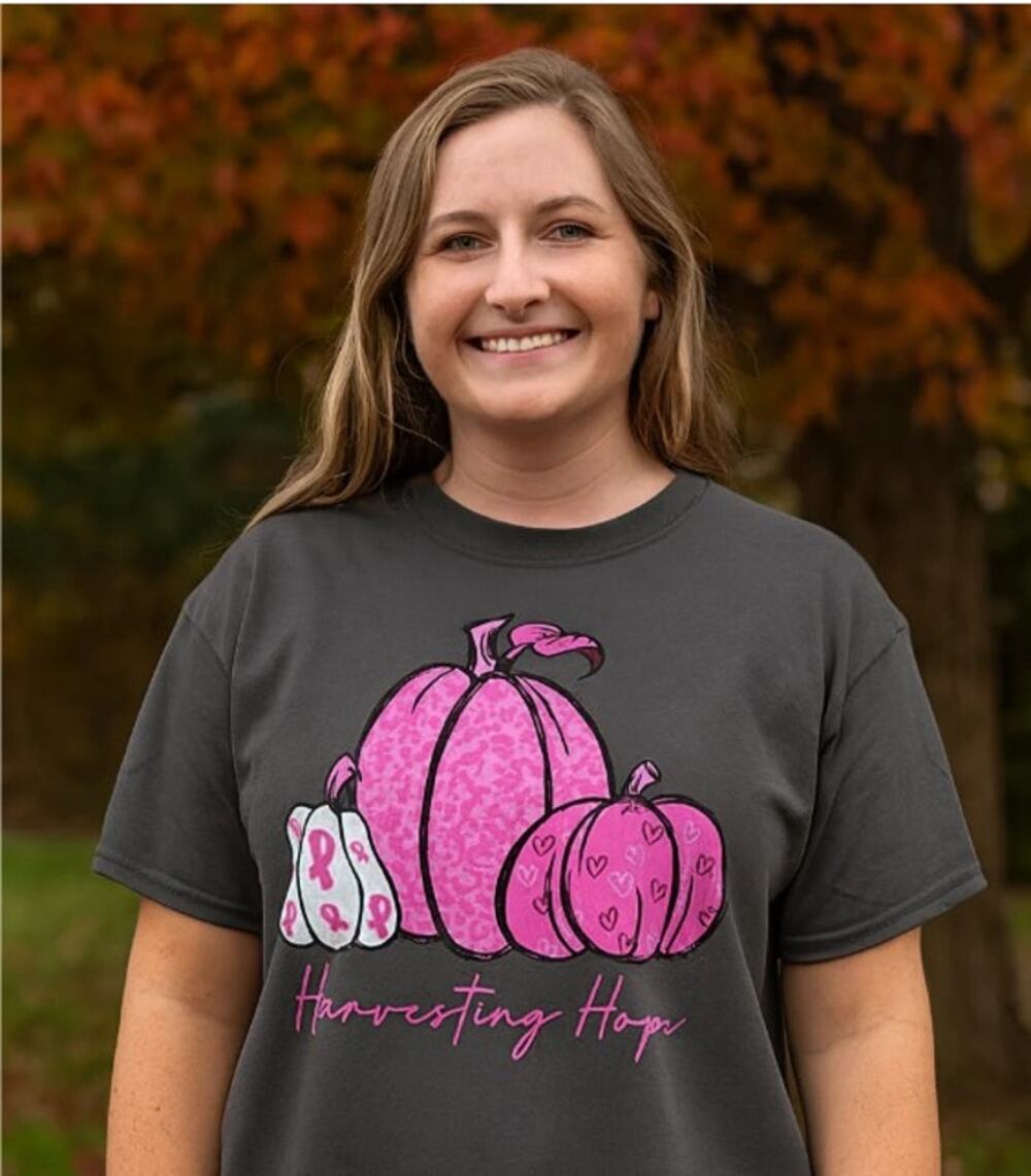 Girlie Girl Originals Tee "Harvesting Hope" Breast Cancer Awareness - Size Large